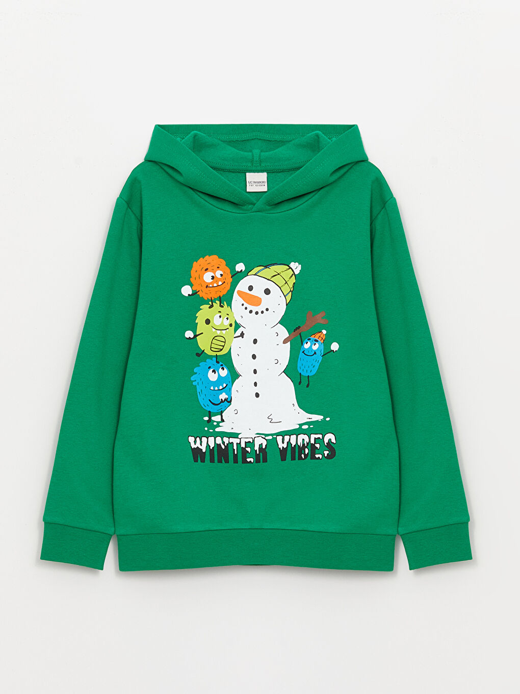 LCW Kids Yeşil Baskılı Uzun Kollu Erkek Çocuk Hoodie