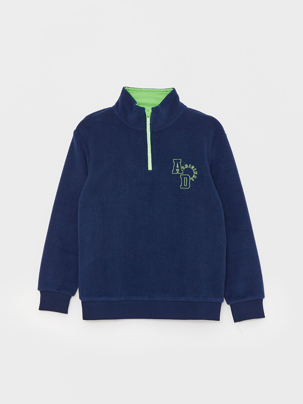 LCW Kids Lacivert Dik Yaka Nakışlı Uzun Kollu Polar Erkek Çocuk Sweatshirt - 3