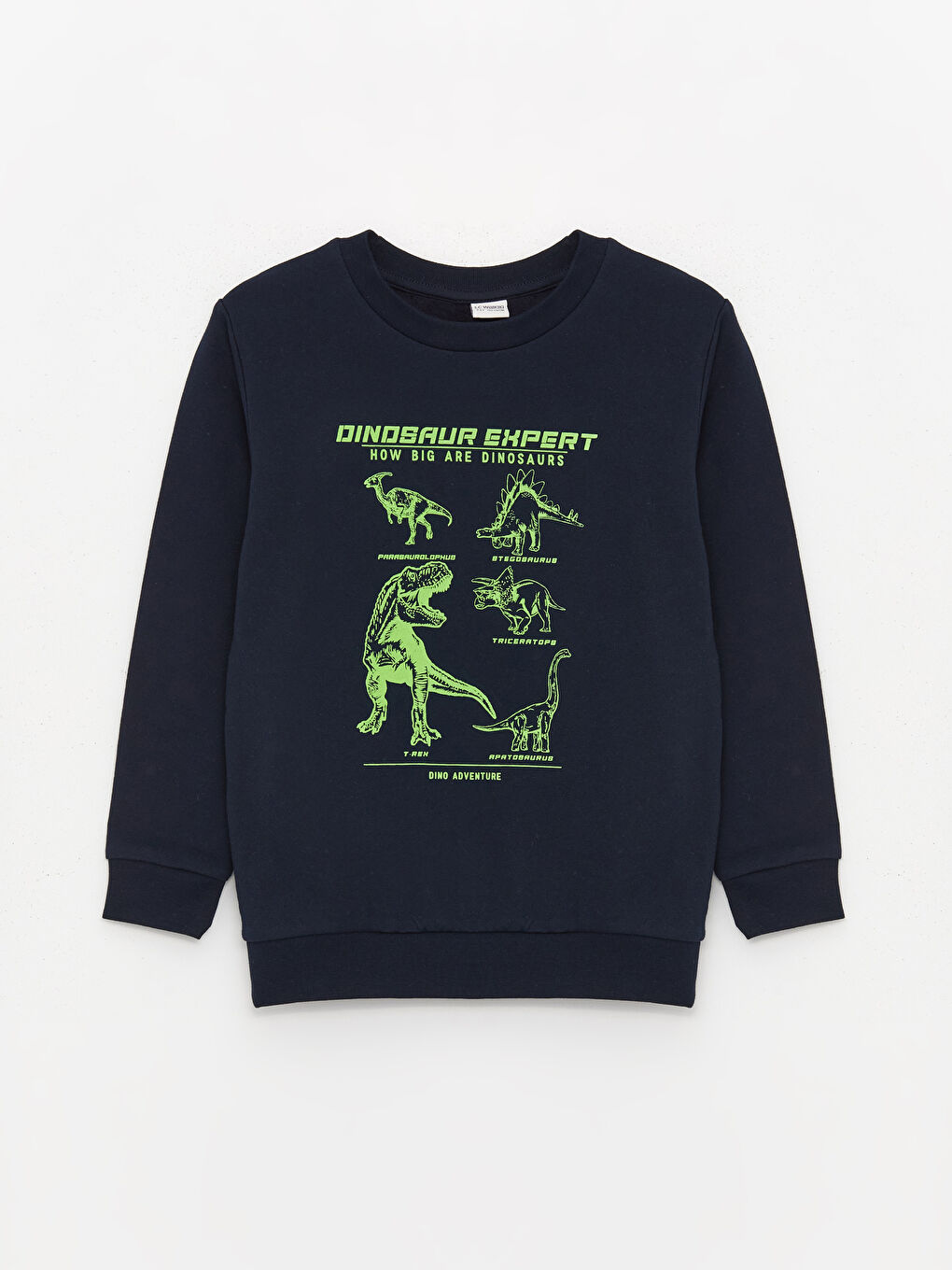 LCW Kids Lacivert Bisiklet Yaka Baskılı Uzun Kollu Erkek Çocuk Sweatshirt