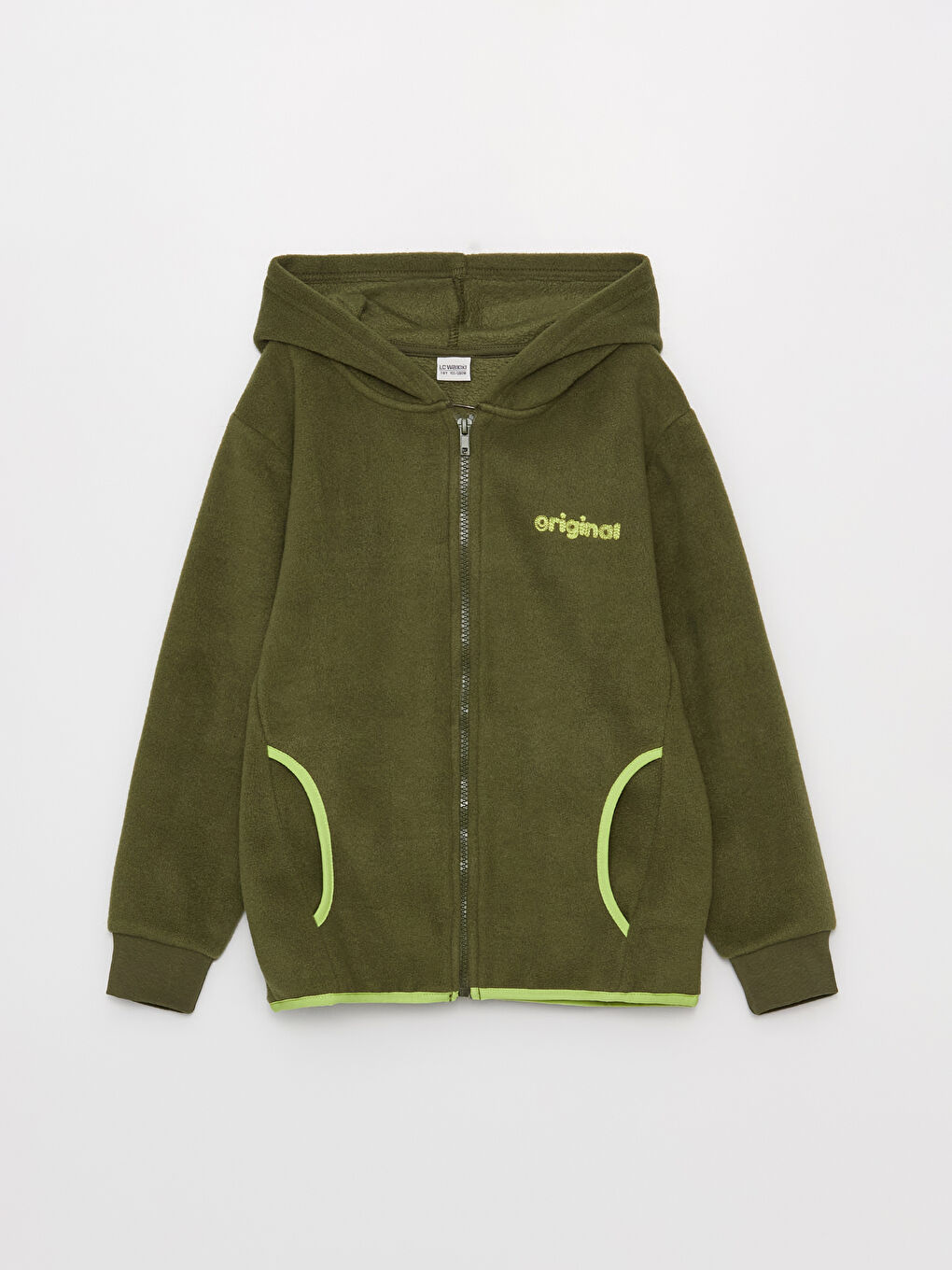 LCW Kids Yeşil Kapüşonlu Erkek Çocuk Polar Fermuarlı Sweatshirt - 3