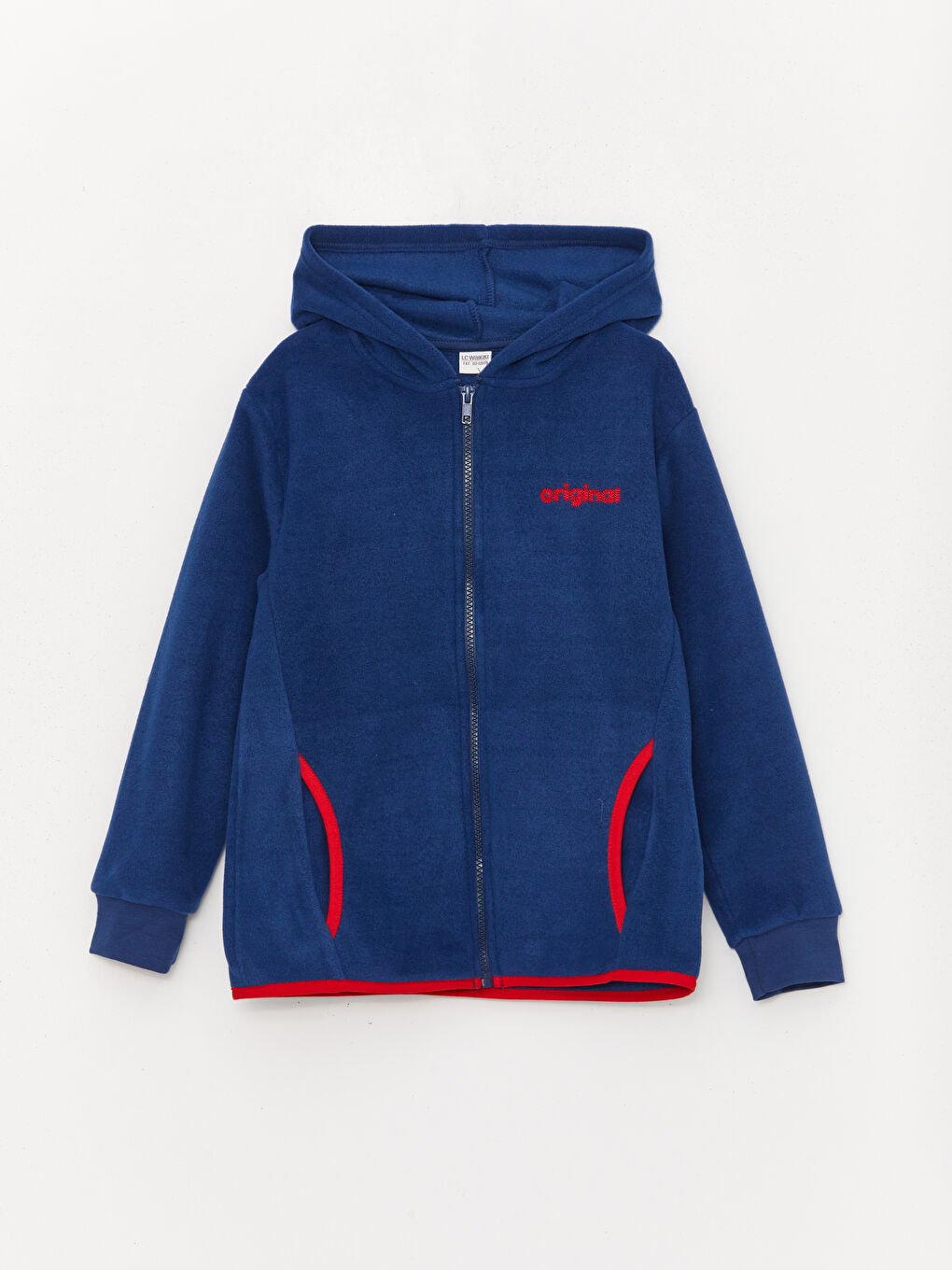 LCW Kids Açık Lacivert Kapüşonlu Erkek Çocuk Polar Fermuarlı Sweatshirt