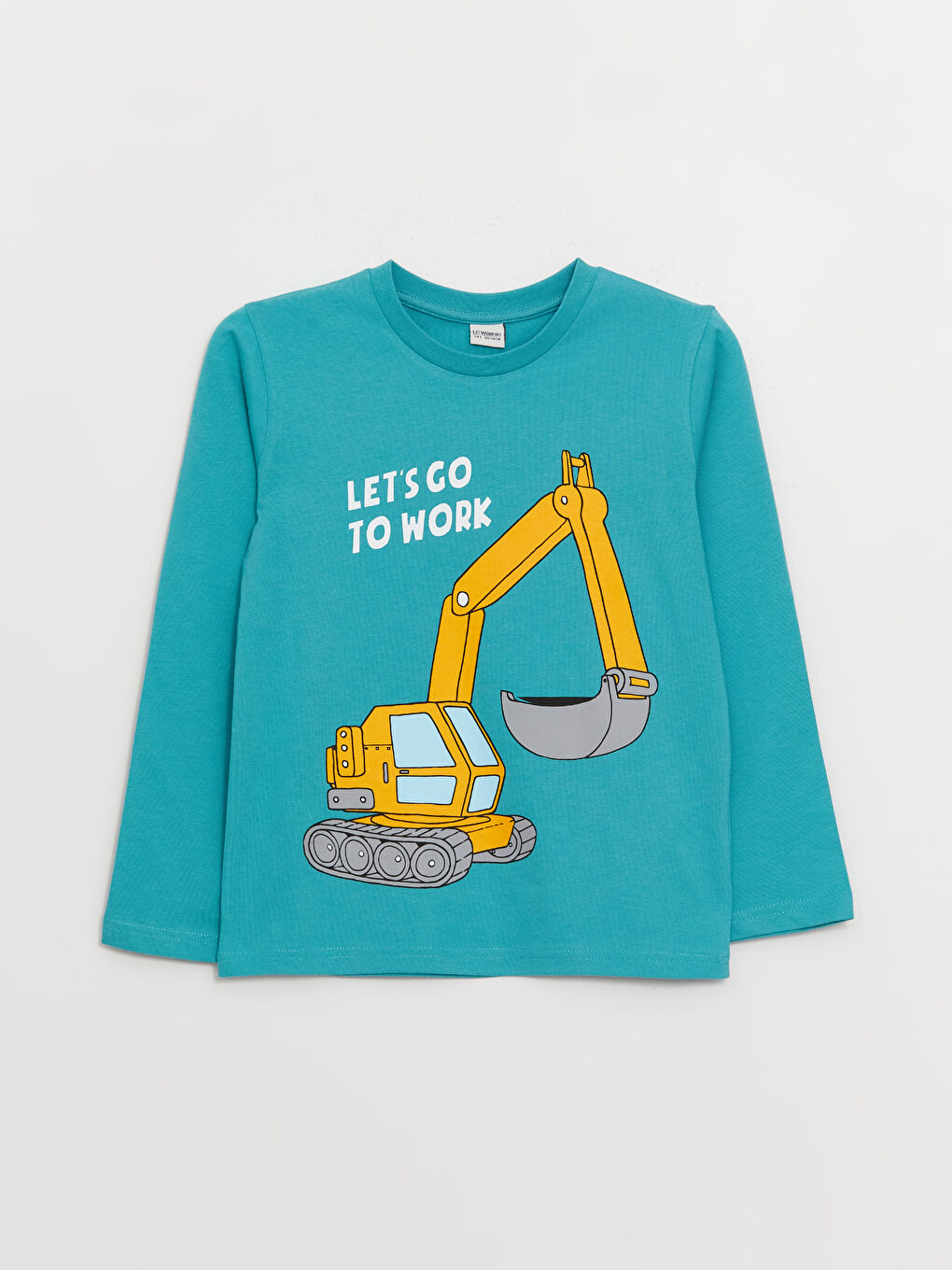 Turkuaz Bisiklet Yaka Baskılı Uzun Kollu Erkek Çocuk Tişört