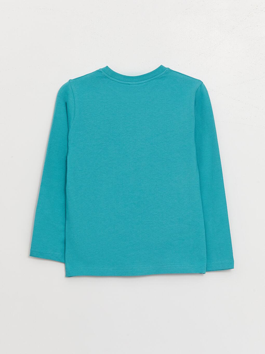 Turkuaz Bisiklet Yaka Baskılı Uzun Kollu Erkek Çocuk Tişört-1