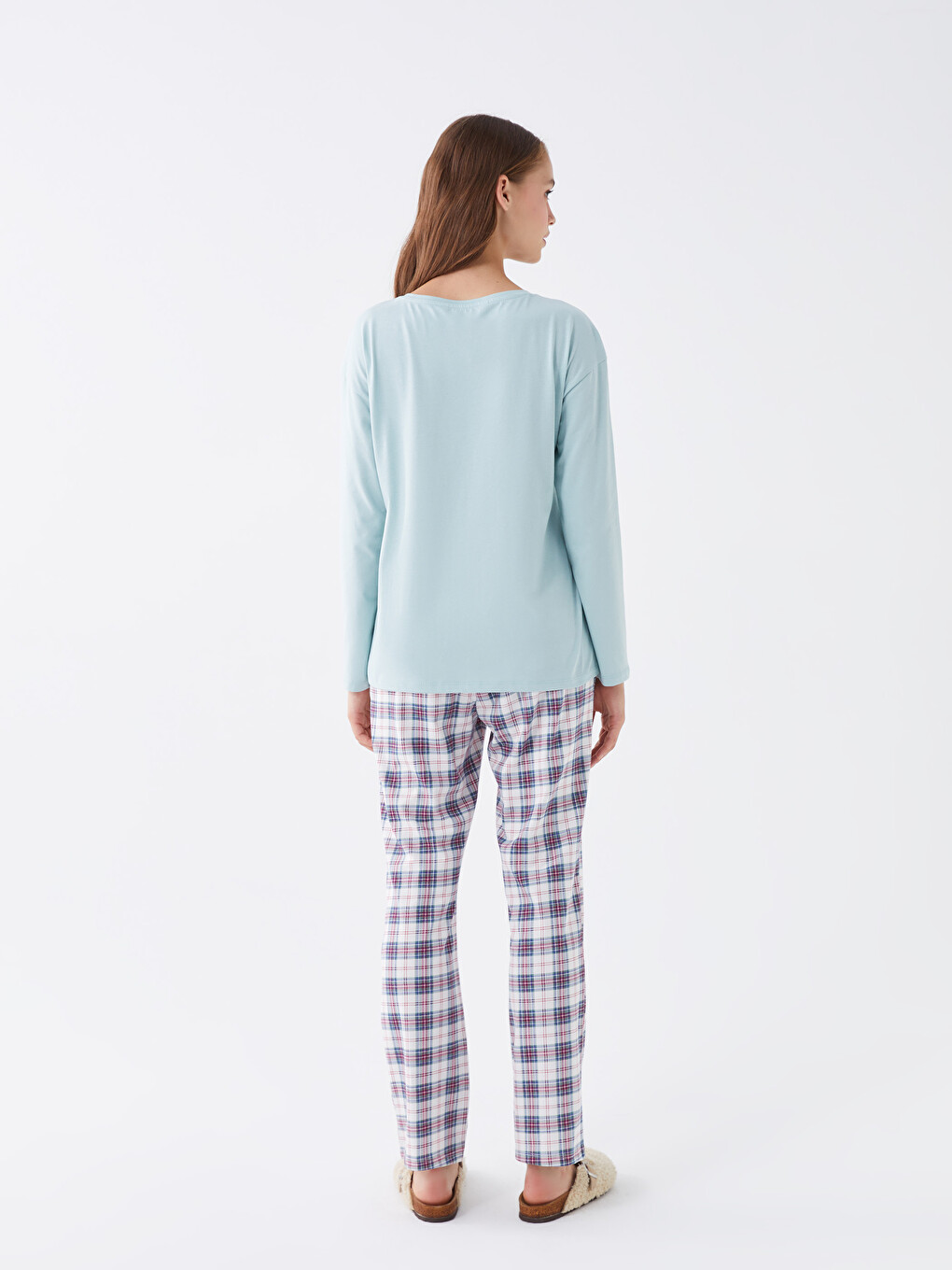 Crew Neck Printed Long Sleeve Women's Pyjama Set-4