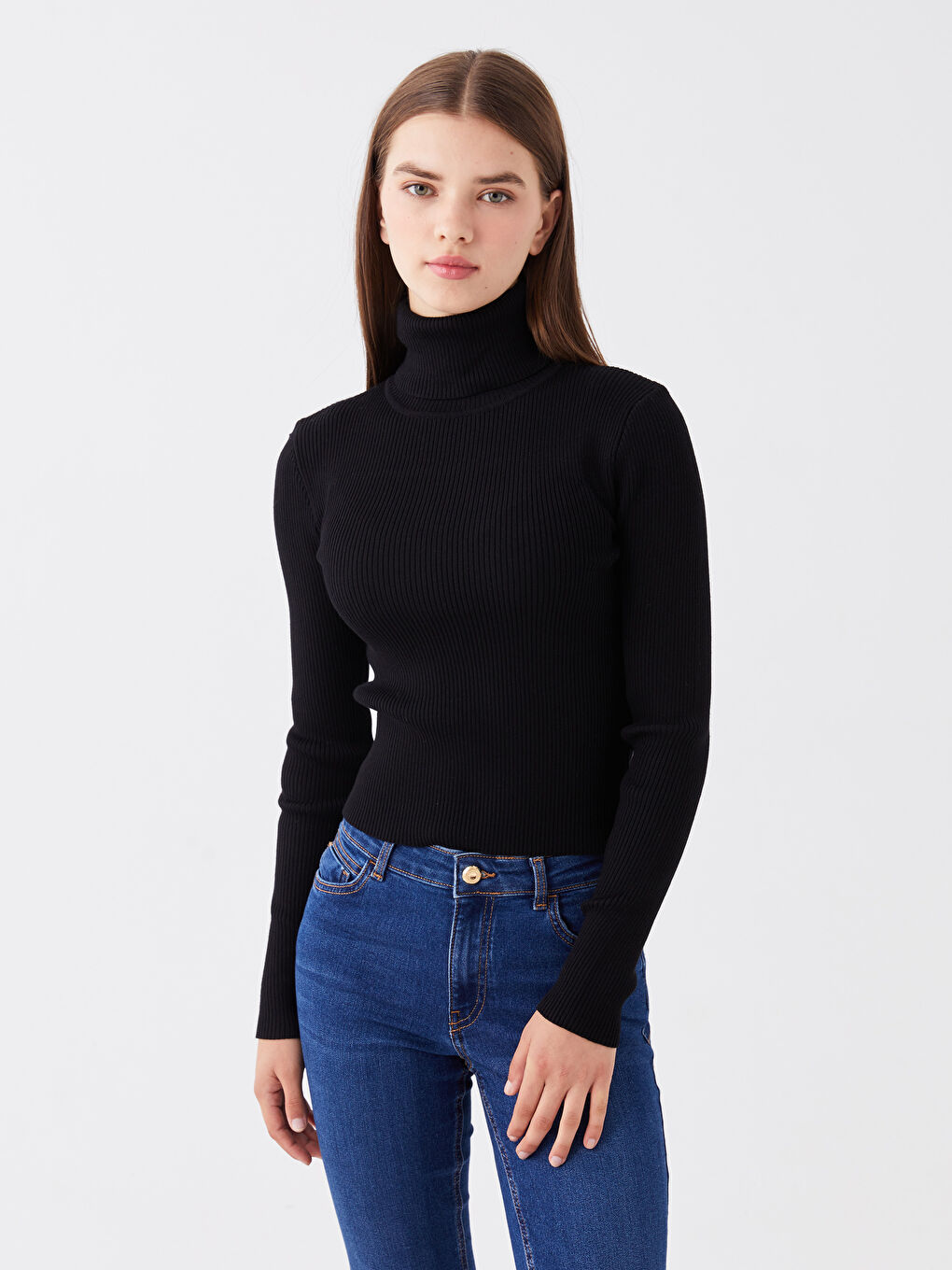 LCW Vision Turtleneck Plain Long Sleeve Women's Knitwear Sweater -W3BG57Z8-CVL