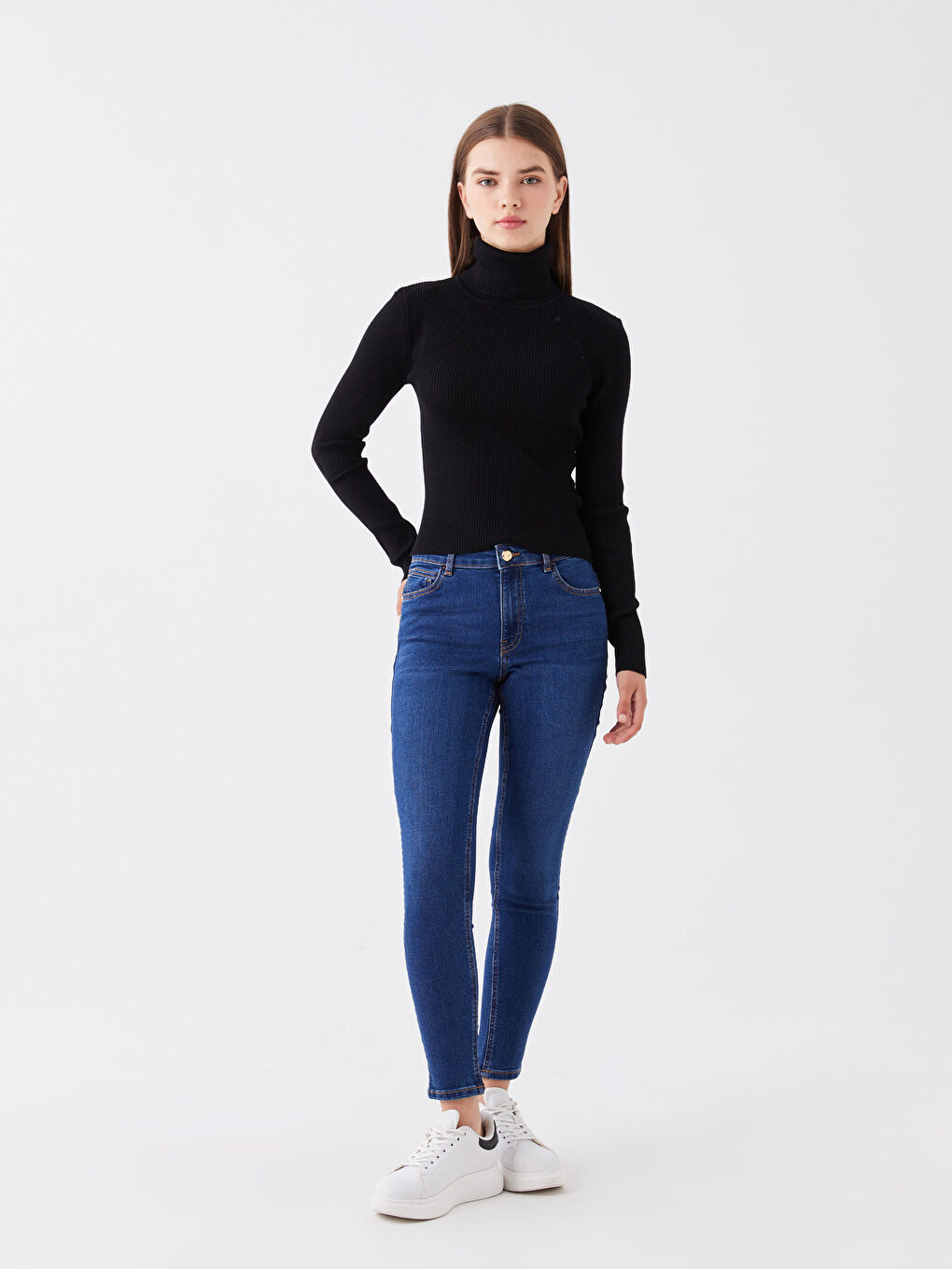 LCW Vision Turtleneck Plain Long Sleeve Women's Knitwear Sweater -W3BG57Z8-CVL