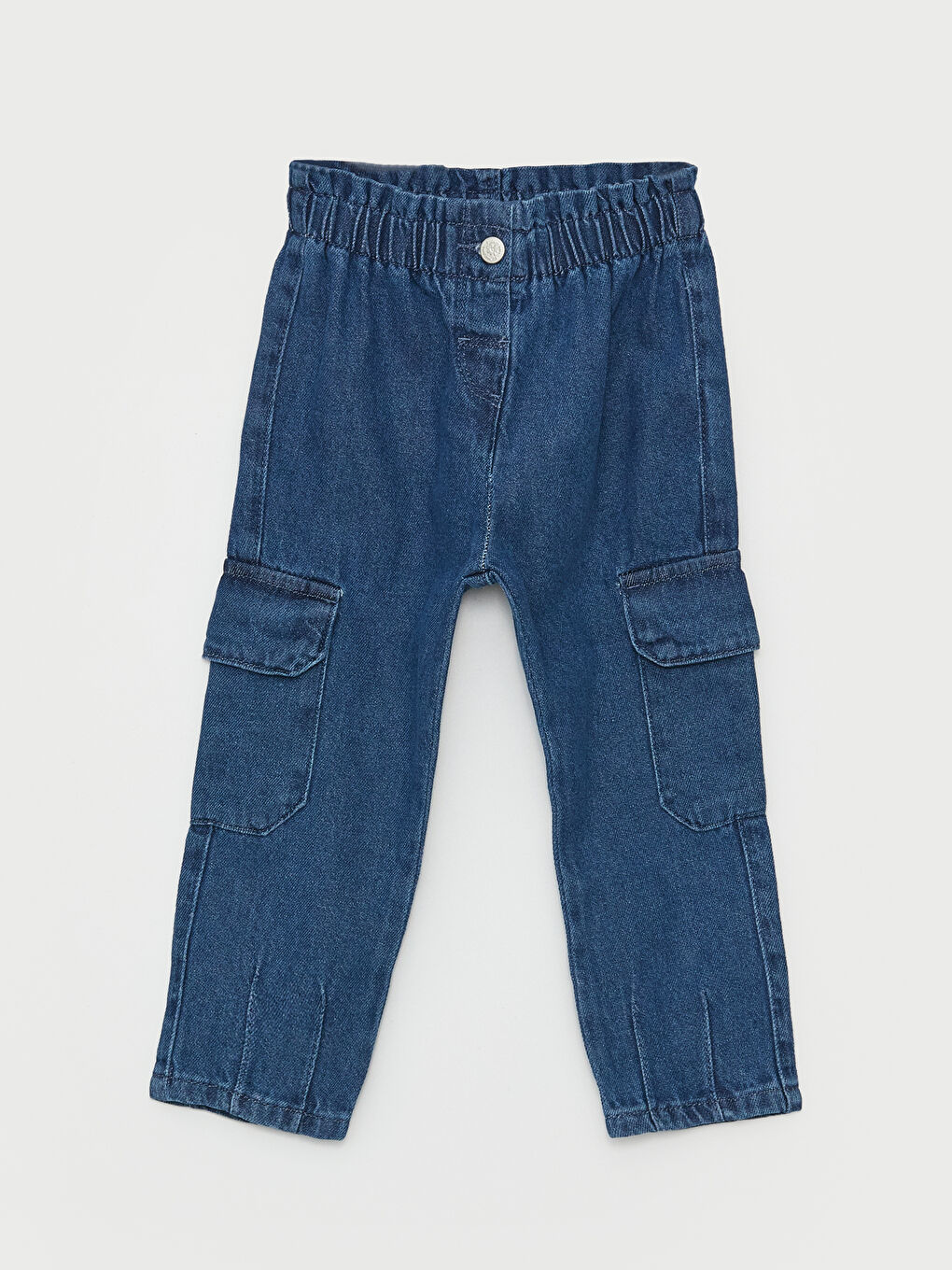 LCW baby Orta İndigo Rodeo Beli Lastikli Basic Kız Bebek Jean Pantolon - 1