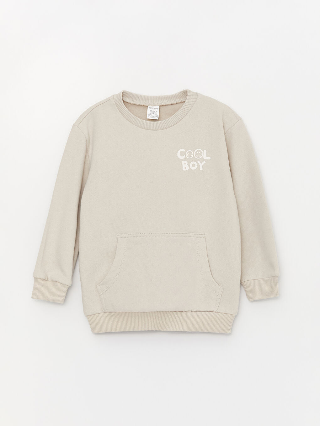 LCW baby Bej Bisiklet Yaka Uzun Kollu Baskılı Erkek Bebek Sweatshirt