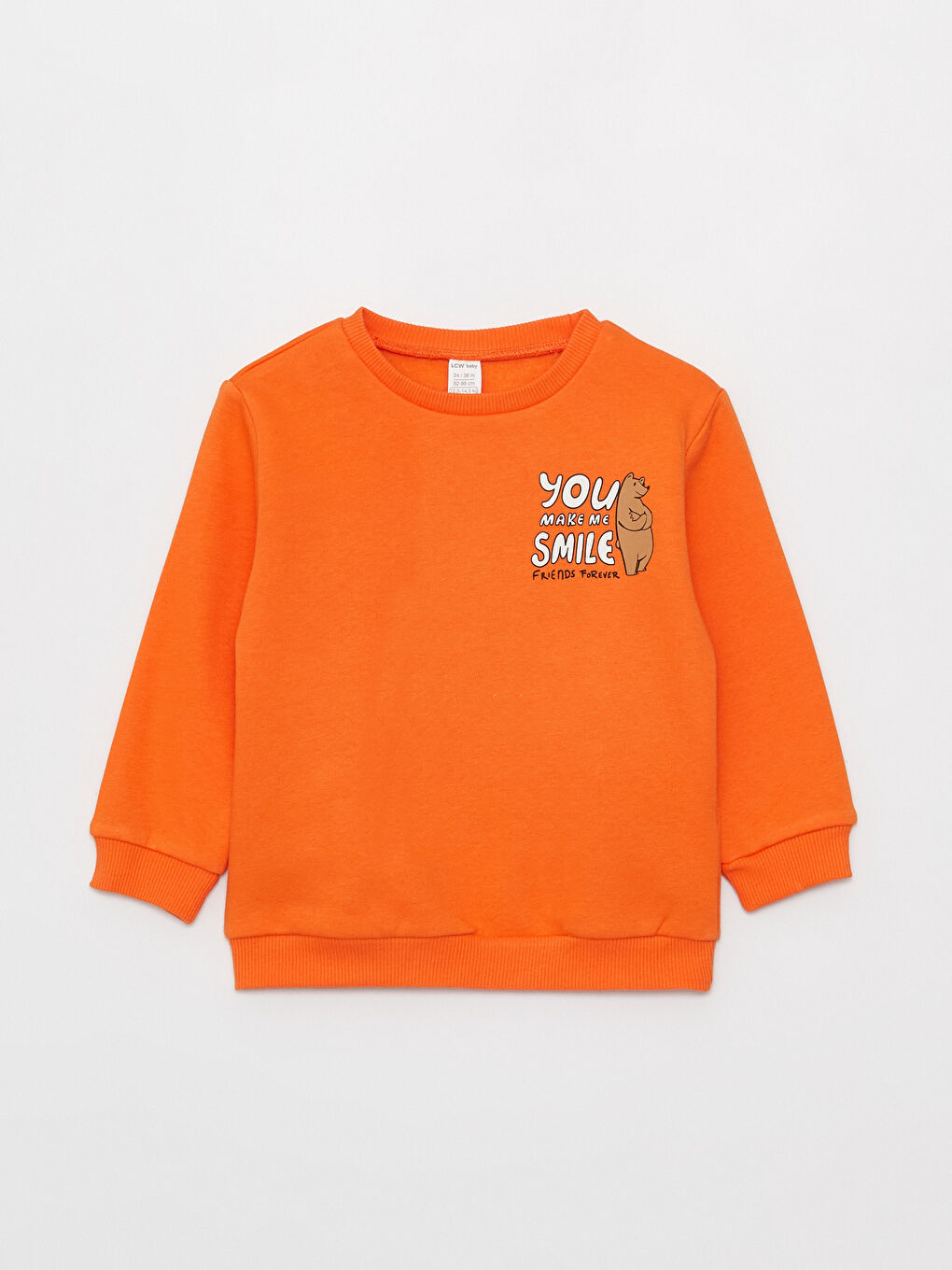 LCW baby Turuncu Bisiklet Yaka Uzun Kollu Baskılı Erkek Bebek Sweatshirt