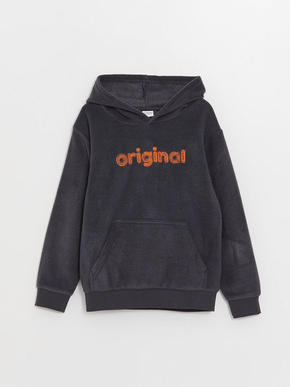 LCW Kids Antrasit Nakışlı Uzun Kollu Polar Erkek Çocuk Hoodie