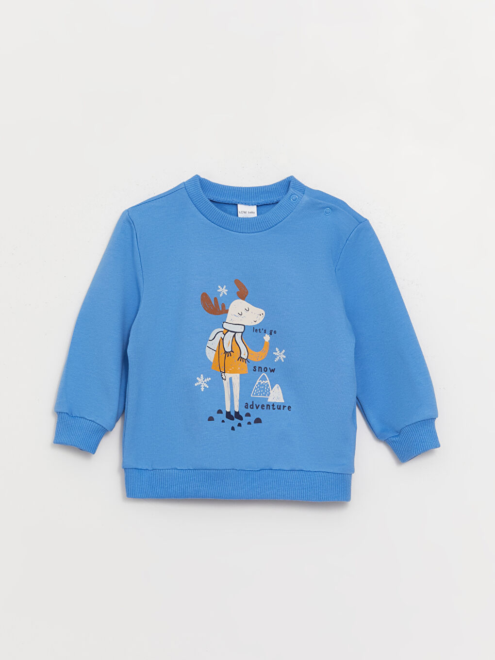 LCW baby Mavi Bisiklet Yaka Baskılı Uzun Kollu Erkek Bebek Sweatshirt 2'li - 1