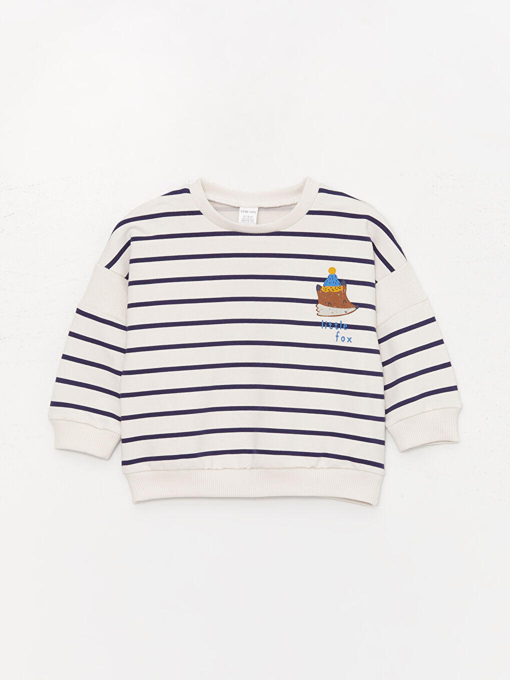 LCW baby Bej Bisiklet Yaka Uzun Kollu Çizgili Erkek Bebek Sweatshirt ve Tayt - 1