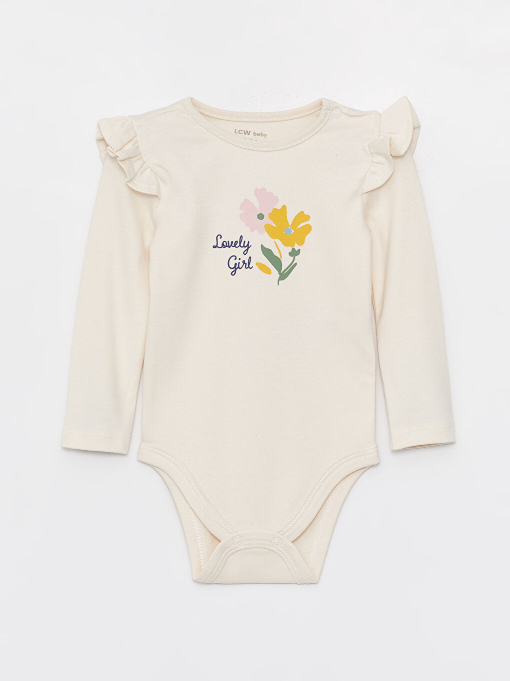 Komplet Bodi sa cvetnim dezenom i pantalone sa drikerima za bebe devojčice, okrugli izrez, dugi rukav-1