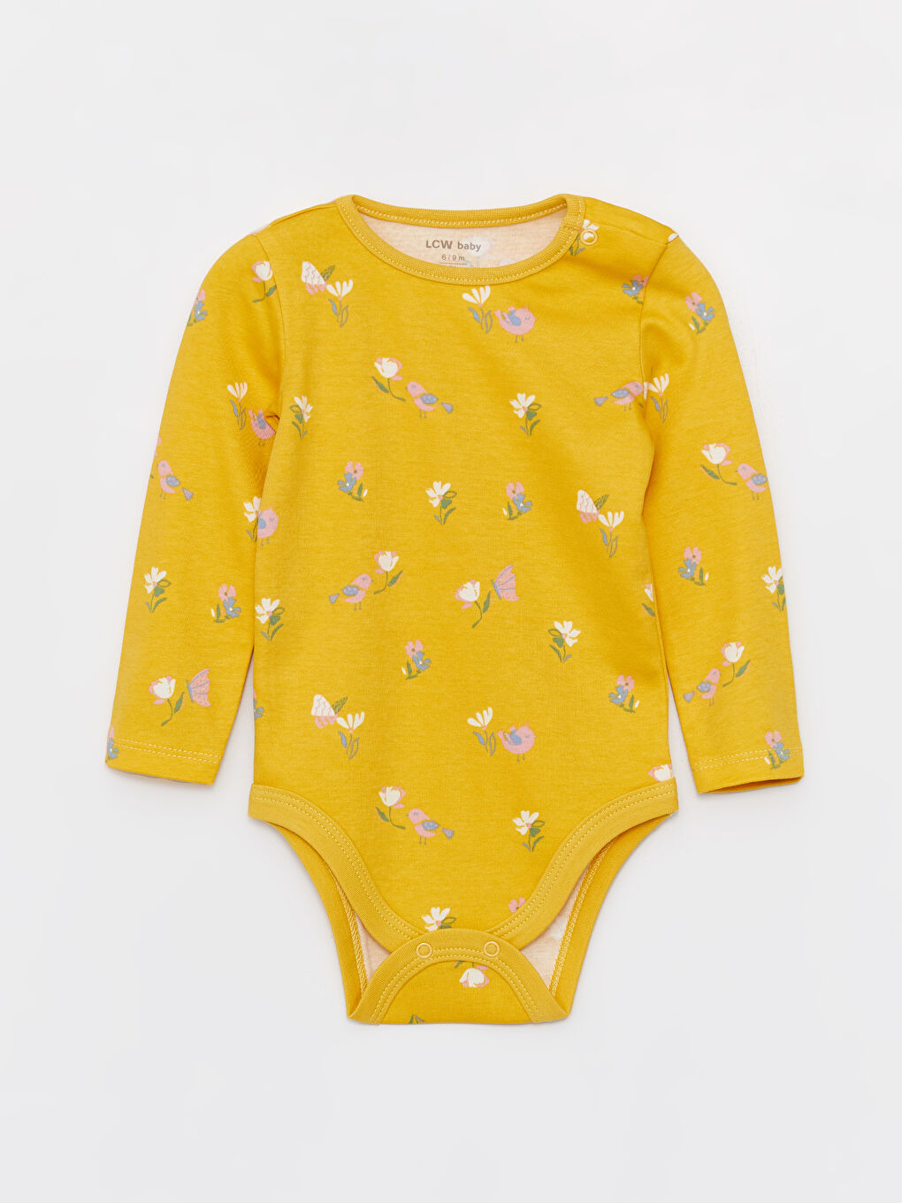 Komplet Bodi sa cvetnim dezenom i pantalone sa drikerima za bebe devojčice, okrugli izrez, dugi rukav-2