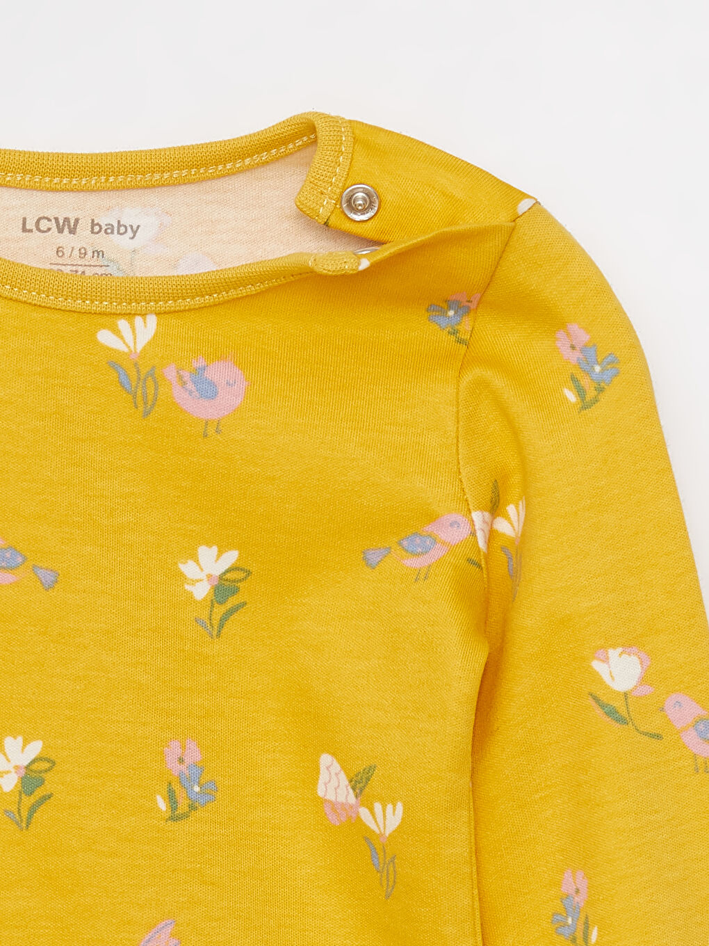 Komplet Bodi sa cvetnim dezenom i pantalone sa drikerima za bebe devojčice, okrugli izrez, dugi rukav-5