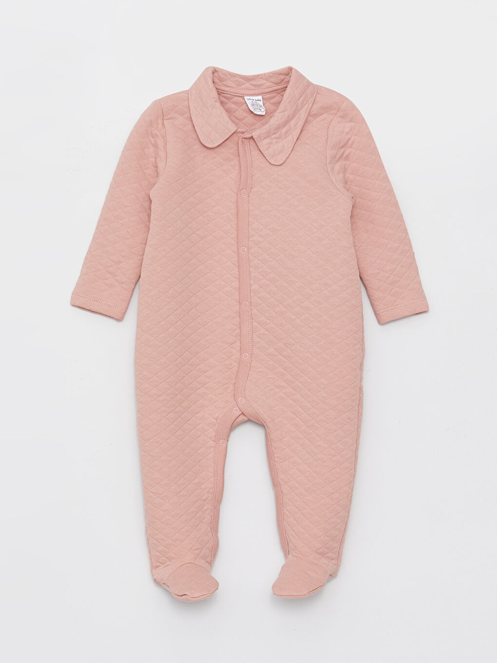 LCW baby Mat Pembe Polo Yaka Uzun Kollu Kız Bebek Tulum(0-12 Ay Patikli, 12 Ay+ Patiksiz)