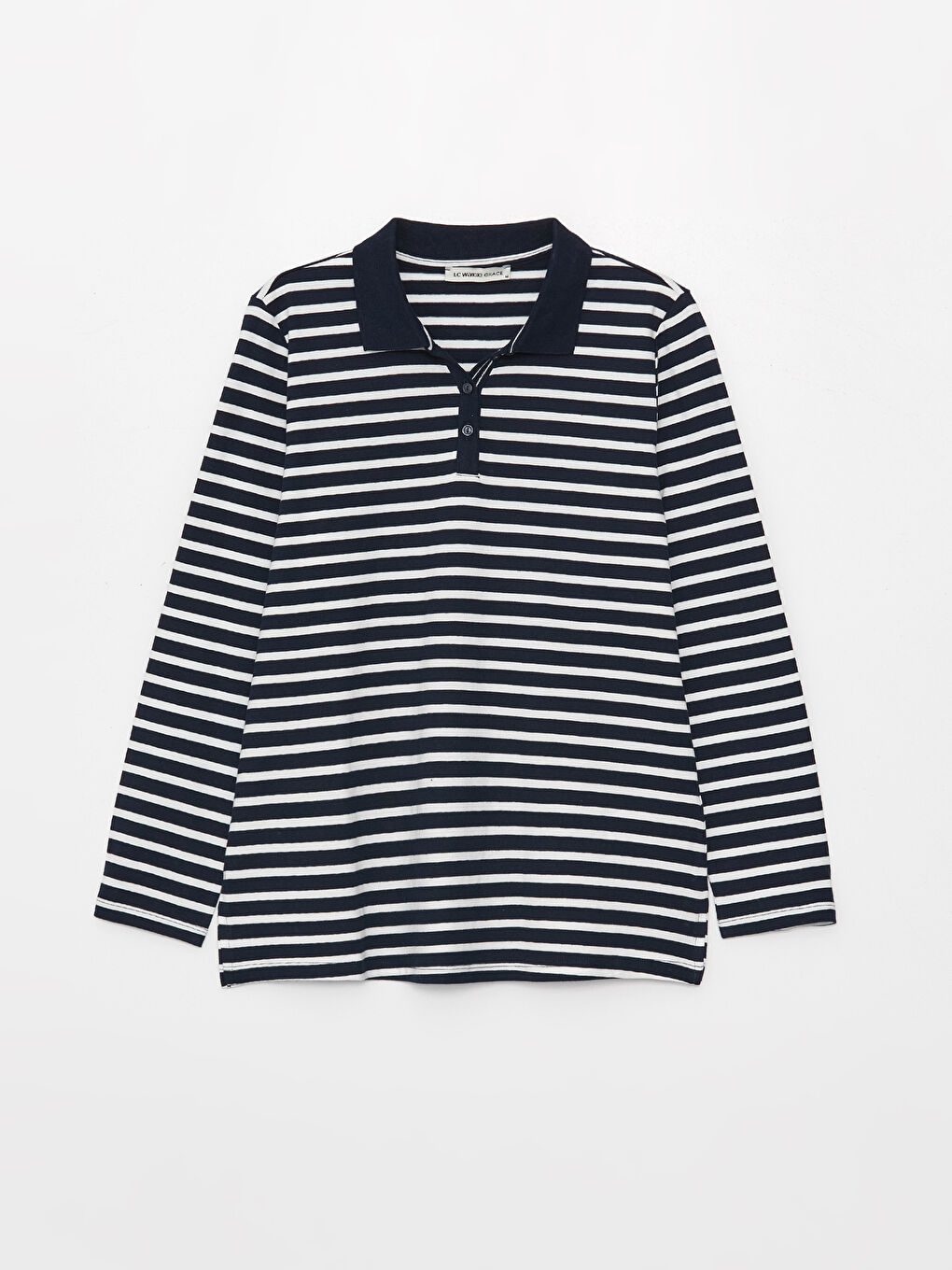 Polo Neck Striped Long Sleeve Women's Sweatshirt-6