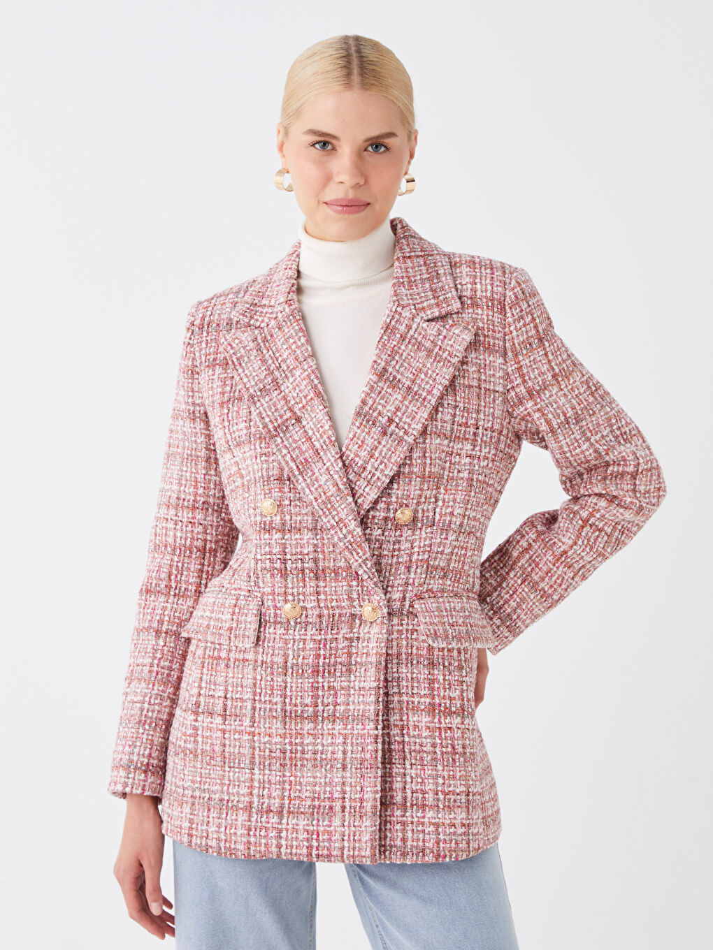 Patterned Long Sleeve Women's Blazer Jacket