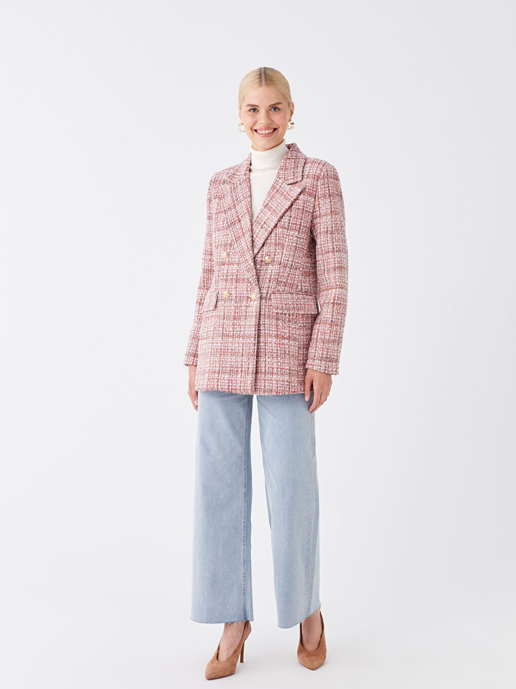 Patterned Long Sleeve Women's Blazer Jacket-2