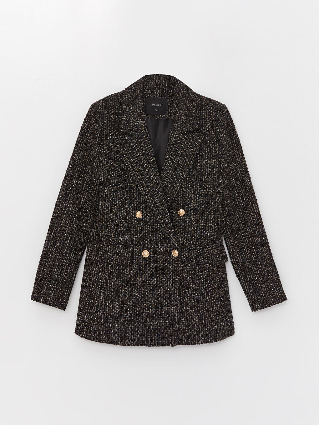 Desenli Uzun Kollu Kadın Blazer Ceket-5