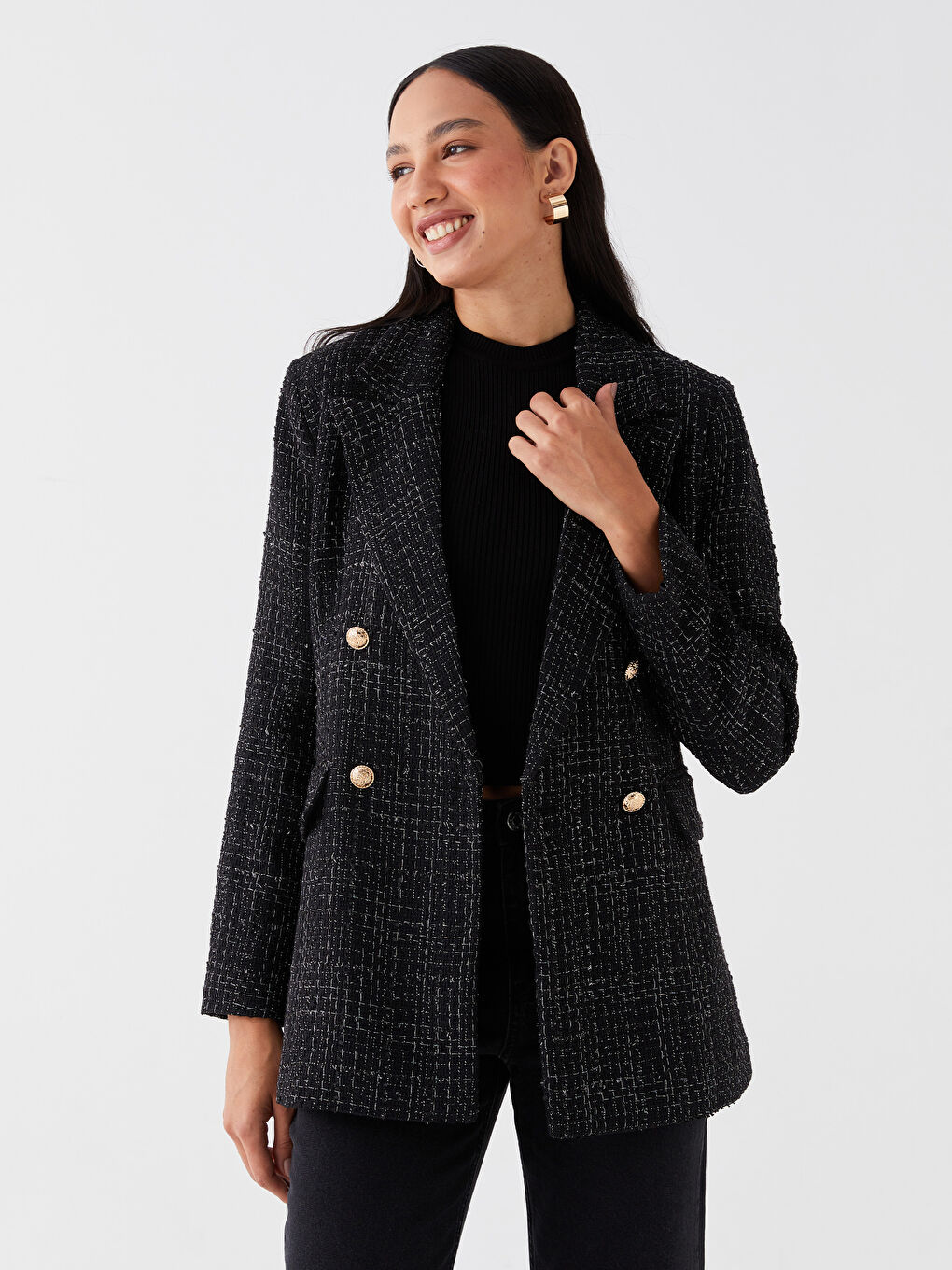 Sacou Blazer Pentru Femei Cu Mânecă Lungă și Model-1