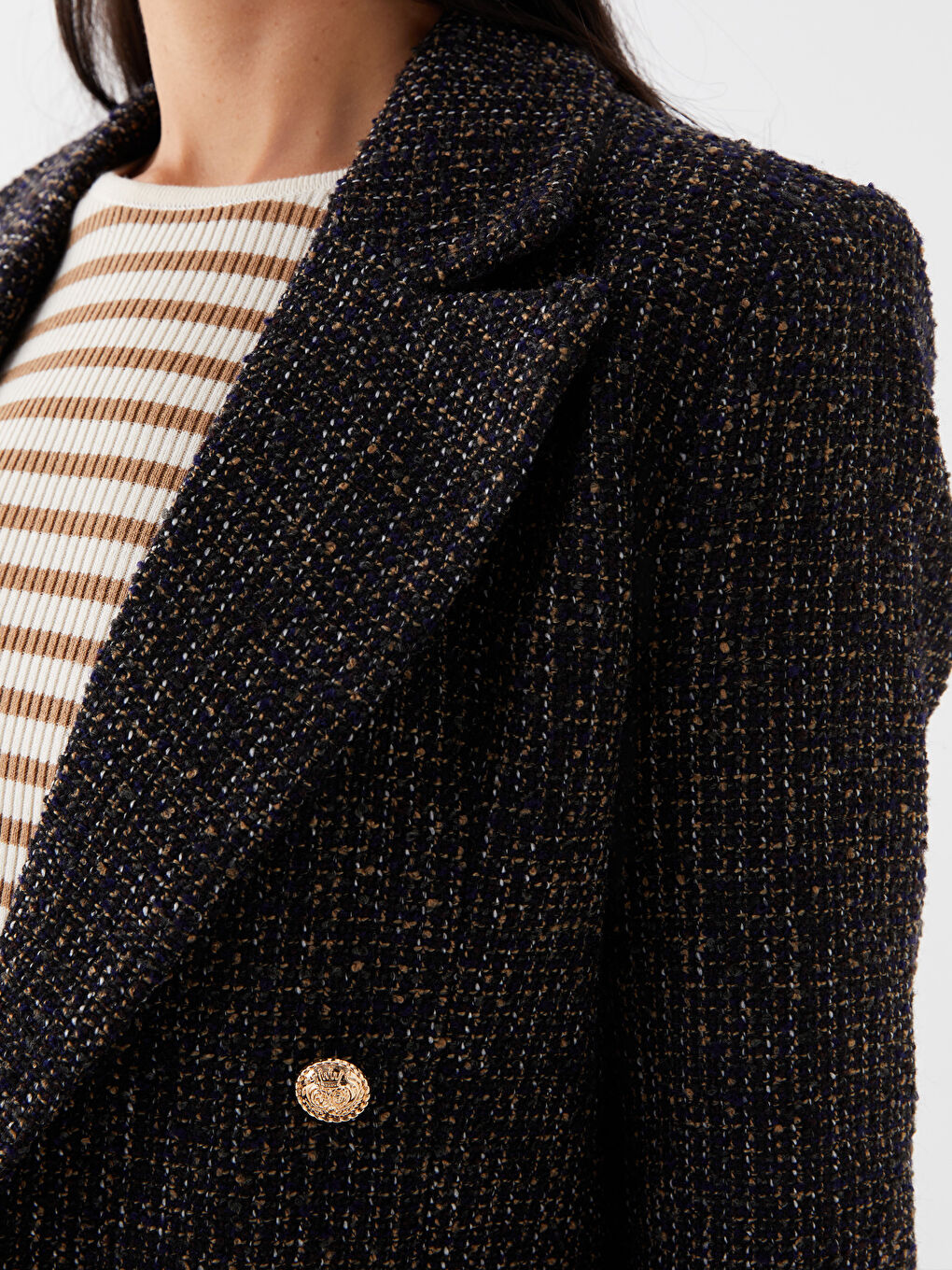 Desenli Uzun Kollu Kadın Blazer Ceket-3