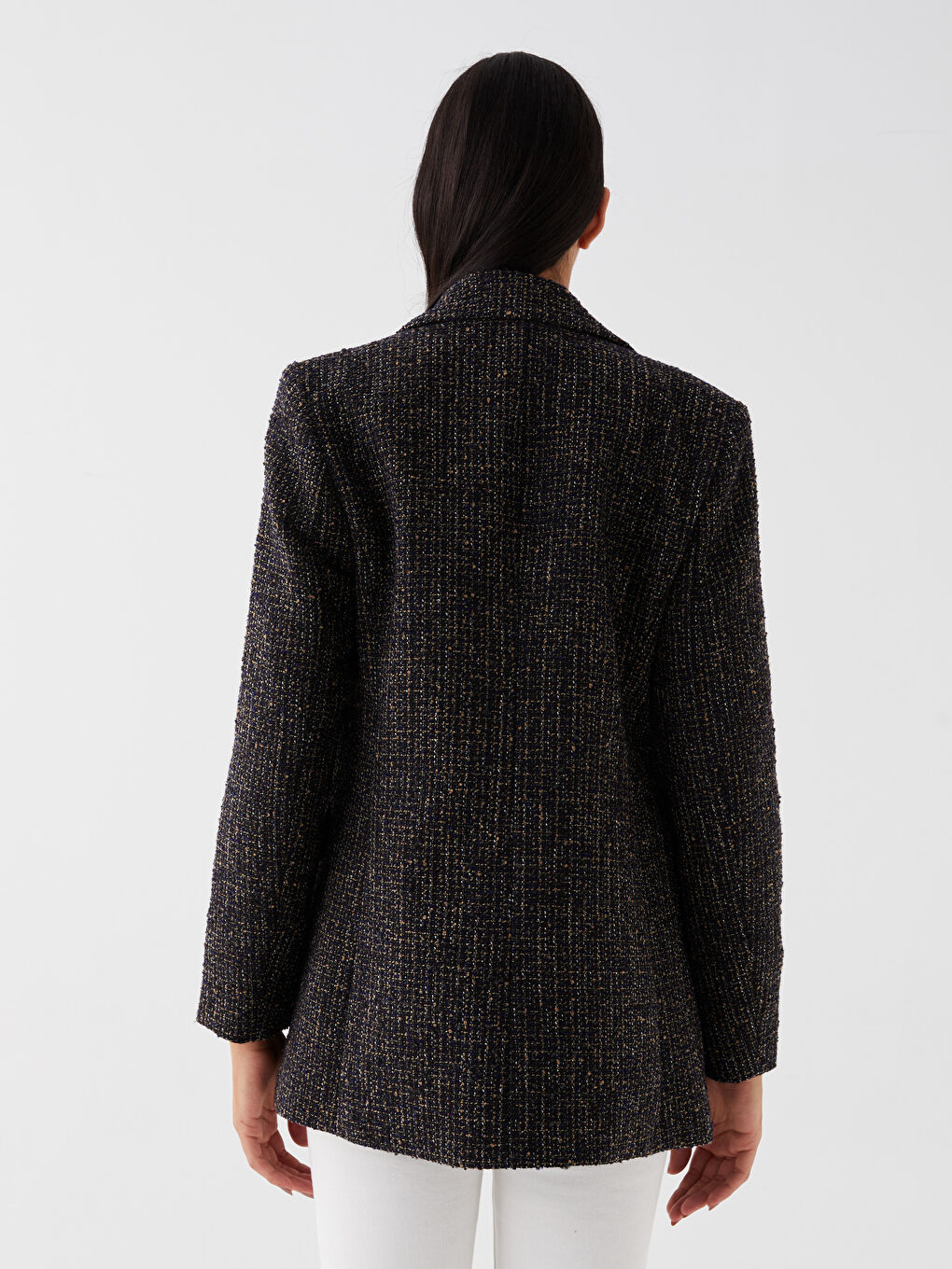 Desenli Uzun Kollu Kadın Blazer Ceket-4