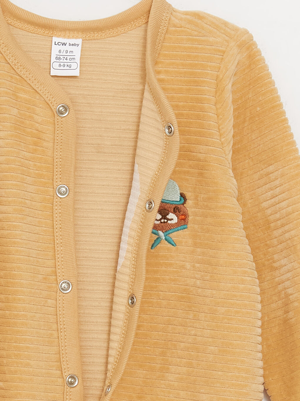 Bej Bisiklet Yaka Uzun Kollu Erkek Bebek Tulum-8