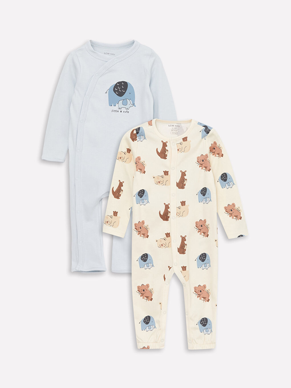 Crew Neck Long Sleeve Baby Boys Jumpsuit 2 Pack