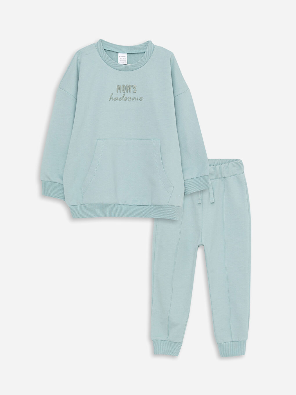 LCW baby Crew Neck Long Sleeve Baby Boys' Sweatshirt and Tracksuit Bottom 2 Pack Set -W3BI24Z1-FGT