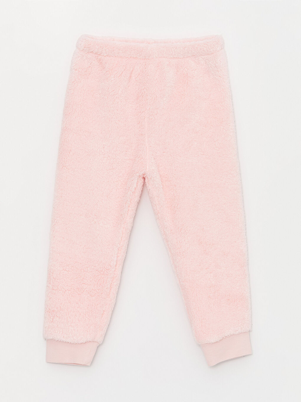 LCW baby Pembe Bisiklet Yaka Uzun Kollu Nakışlı Pelüş Kız Bebek Pijama Takımı - 4