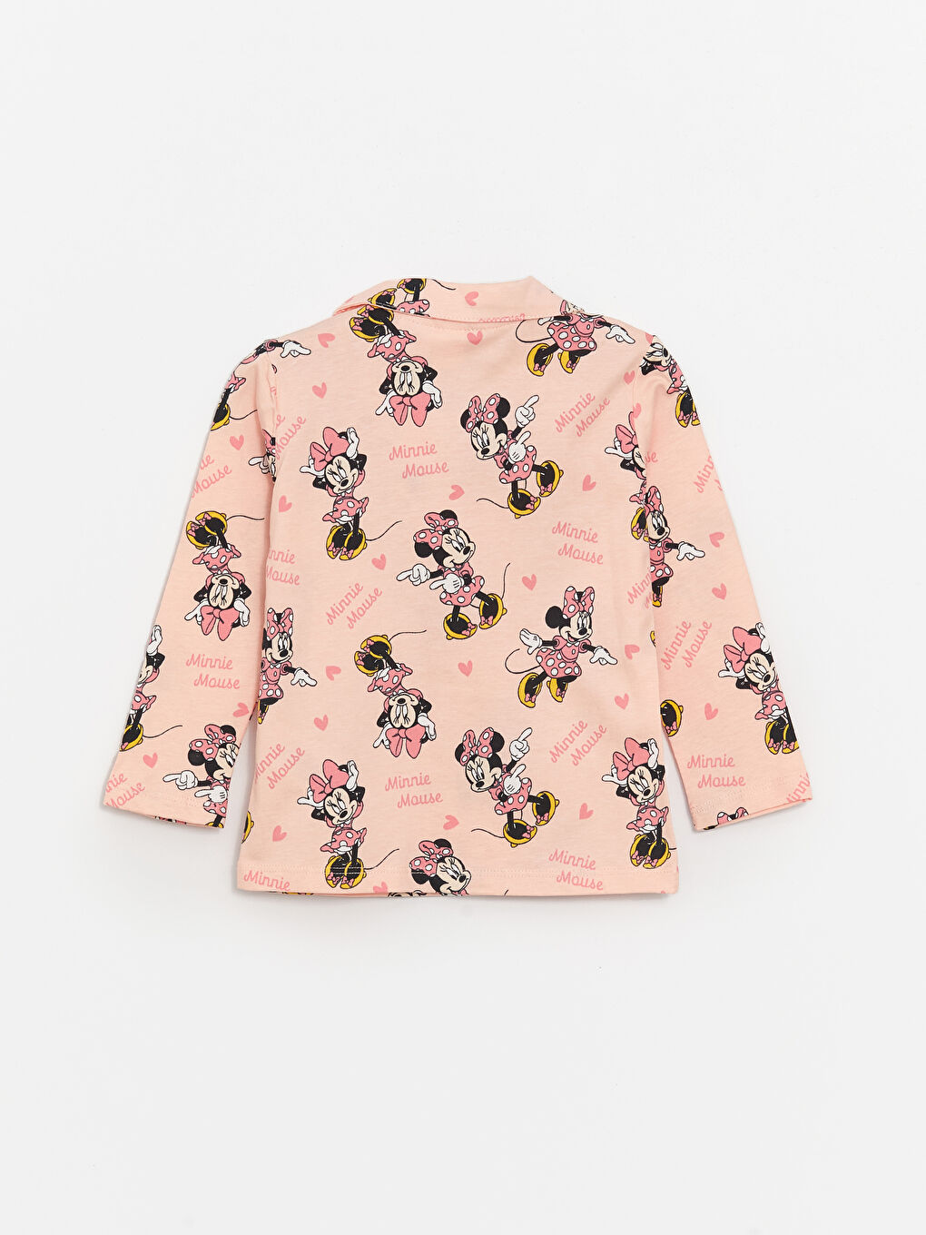 LCW baby Açık Pembe Baskılı Gömlek Yaka Uzun Kollu Minnie Mouse Baskılı Kız Bebek Pijama Takımı - 3