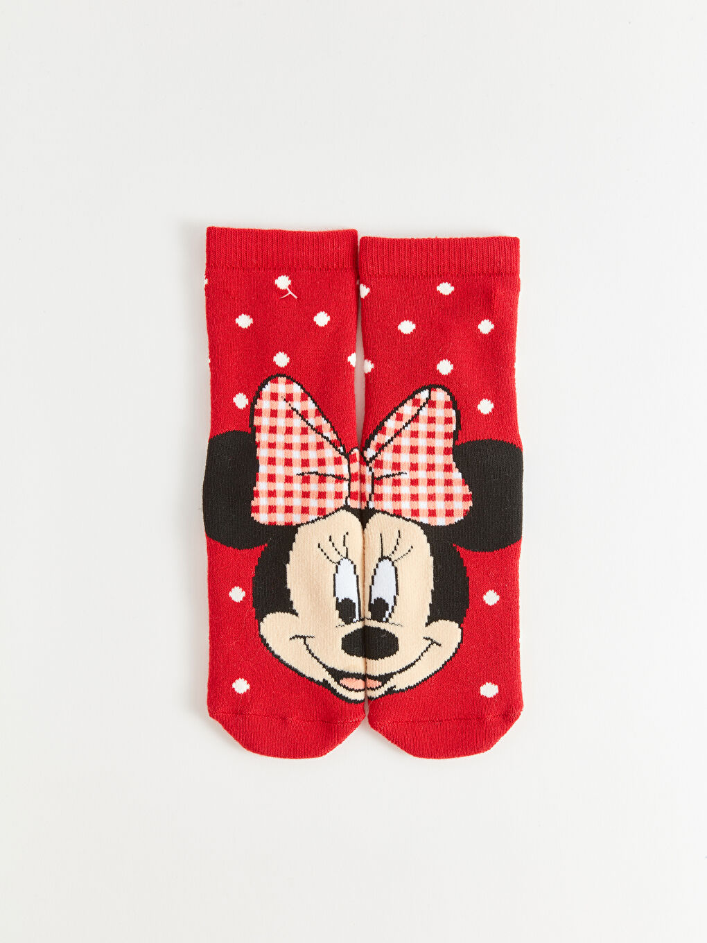Kırmızı Minnie Mouse Desenli Kız Çocuk Havlu Soket Çorap 2'li-3