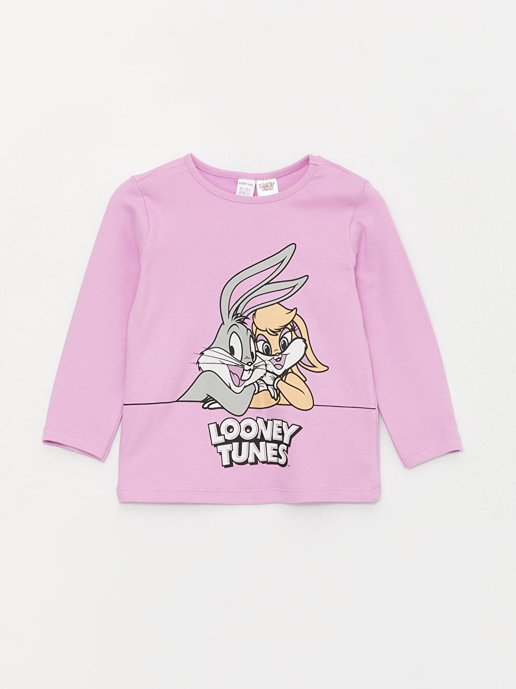 Crew Neck Long Sleeve Looney Tunes Printed Baby Girl Pajama Set-1