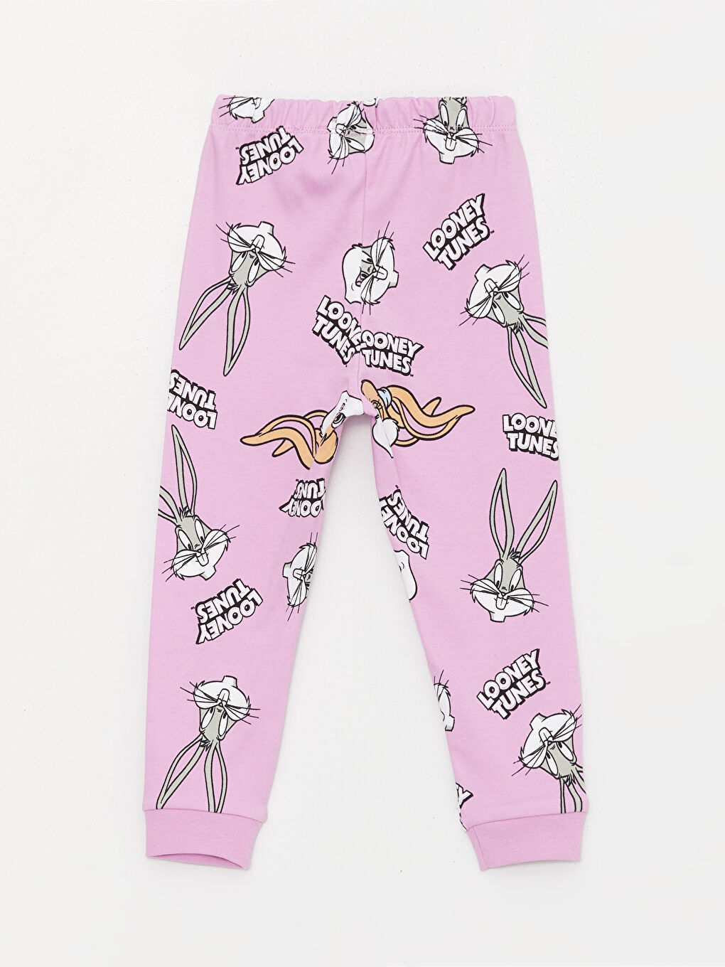 Crew Neck Long Sleeve Looney Tunes Printed Baby Girl Pajama Set-4