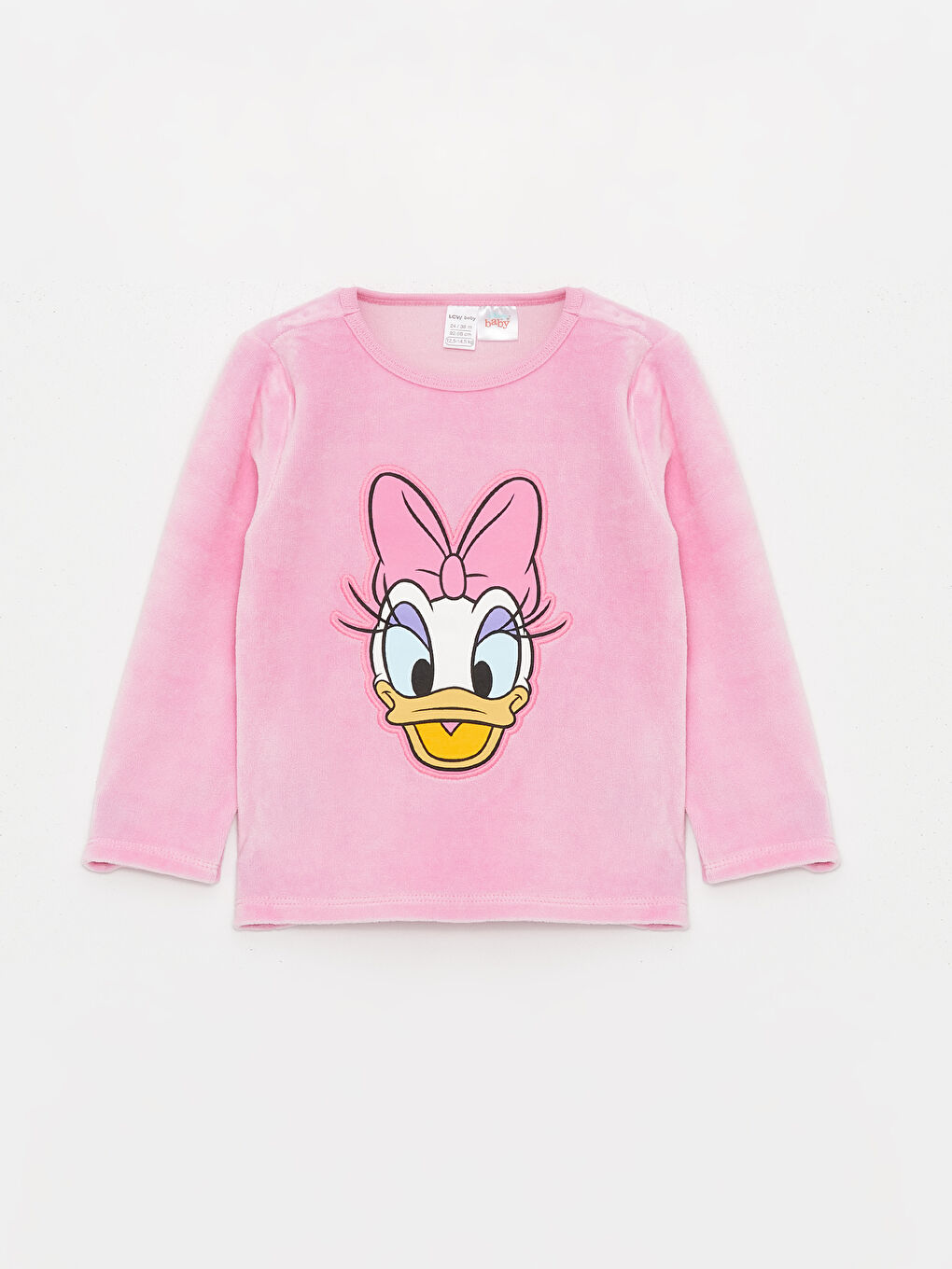 LCW baby Pembe Leylak Bisiklet Yaka Uzun Kollu Daisy Duck Baskılı Kız Bebek Pijama Takım - 1