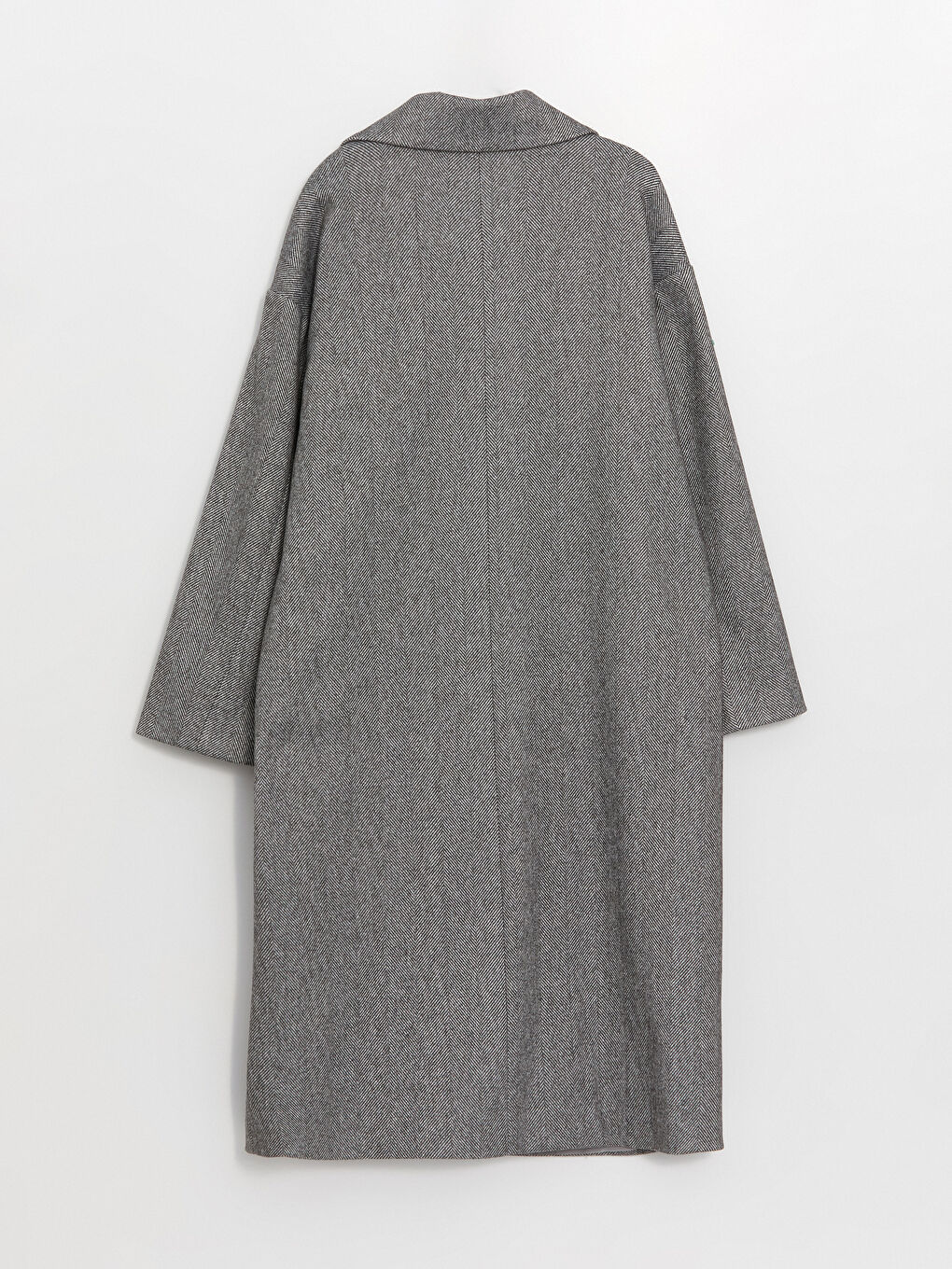 Antrasit Ceket Yaka Desenli Kadın Kaşe Kaban-8