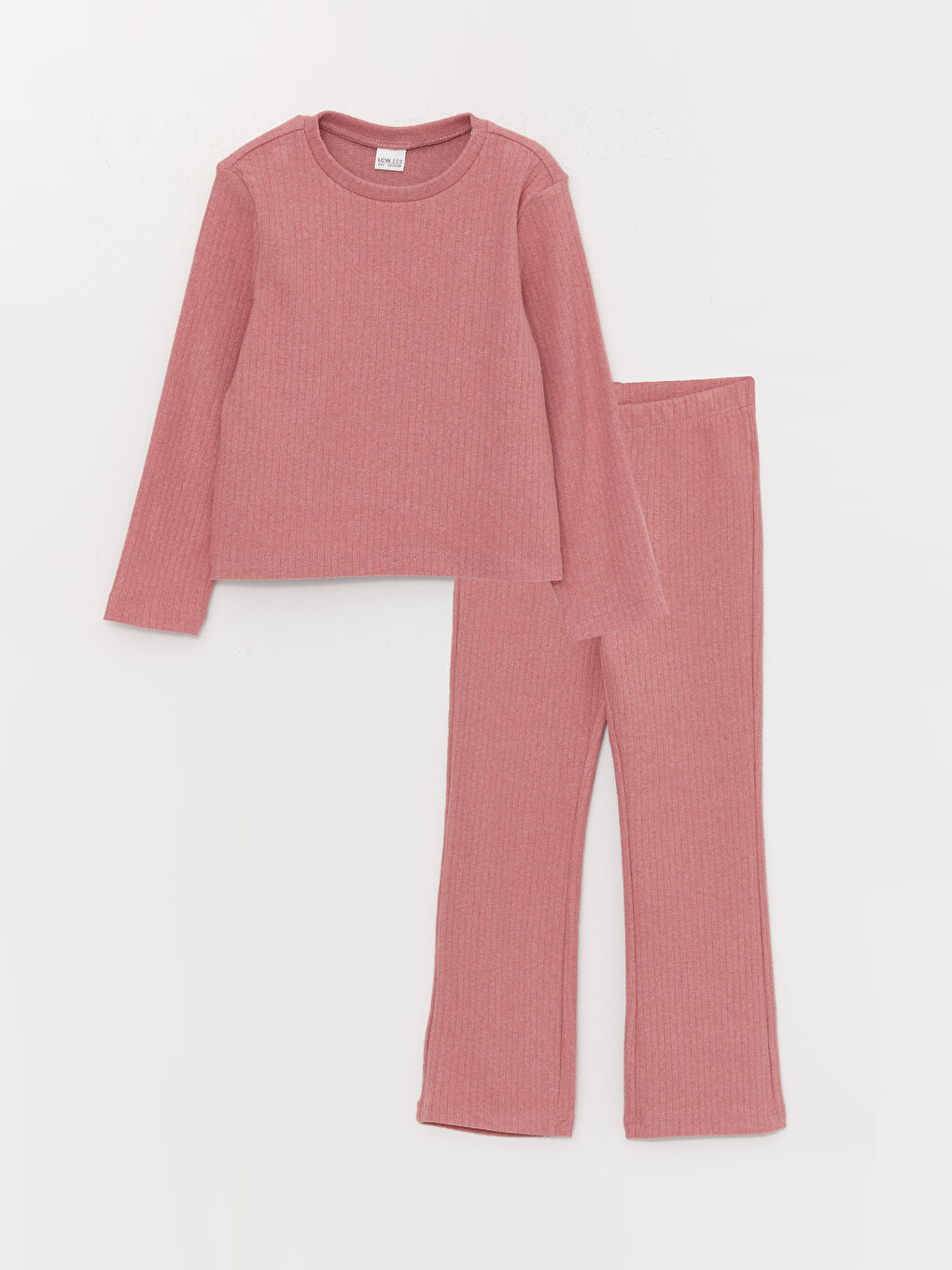 Pembe Bisiklet Yaka Uzun Kollu Kız Çocuk Pijama Takımı-1