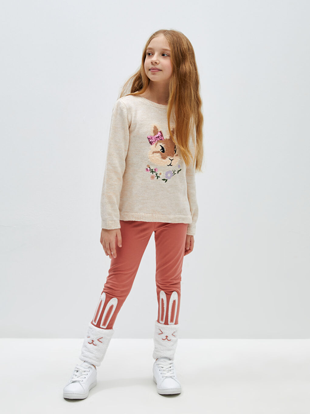 Embroidered Girls' Tights with Elastic Waistband -W3BI76Z4-GSD