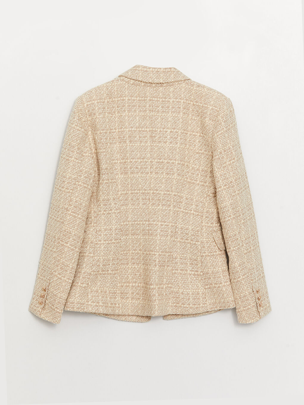 Veste Blazer en Tweed à Manches Longues Écossais pour Femmes-6