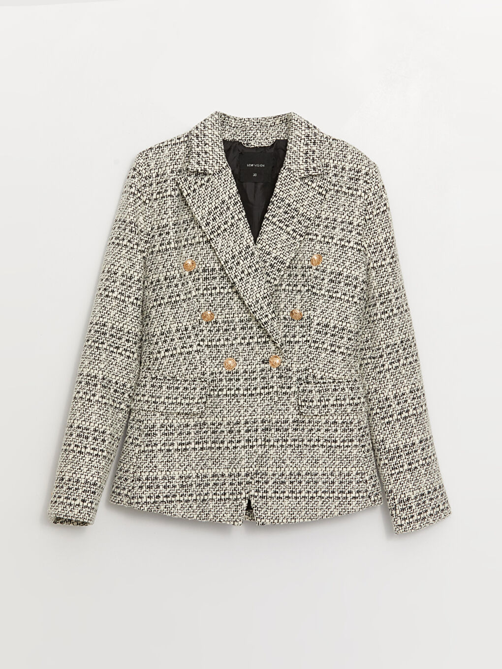 LC Waikiki Plaid Long Sleeve Tweed Women's Blazer Jacket -W3BI81Z8-LKX
