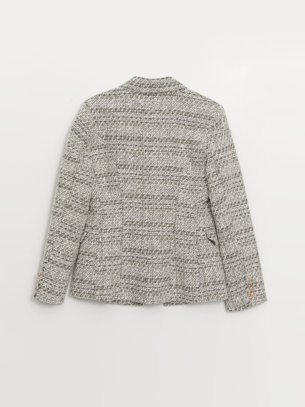 Veste Blazer en Tweed à Manches Longues Écossais pour Femmes-6