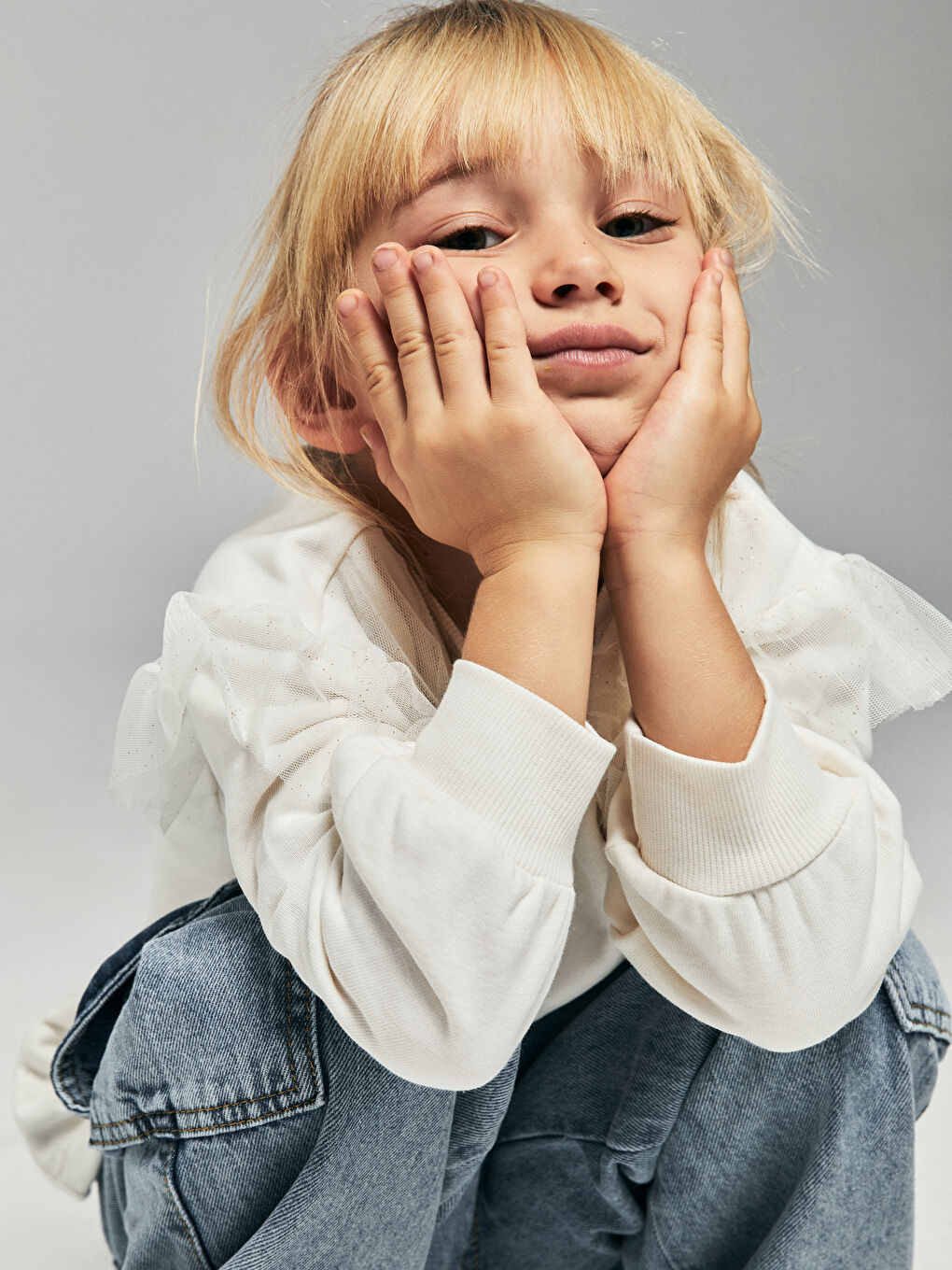 LCW Kids Rundhalsausschnitt Langarm Sweatshirt für Mädchen -W3BI92Z4-FDV