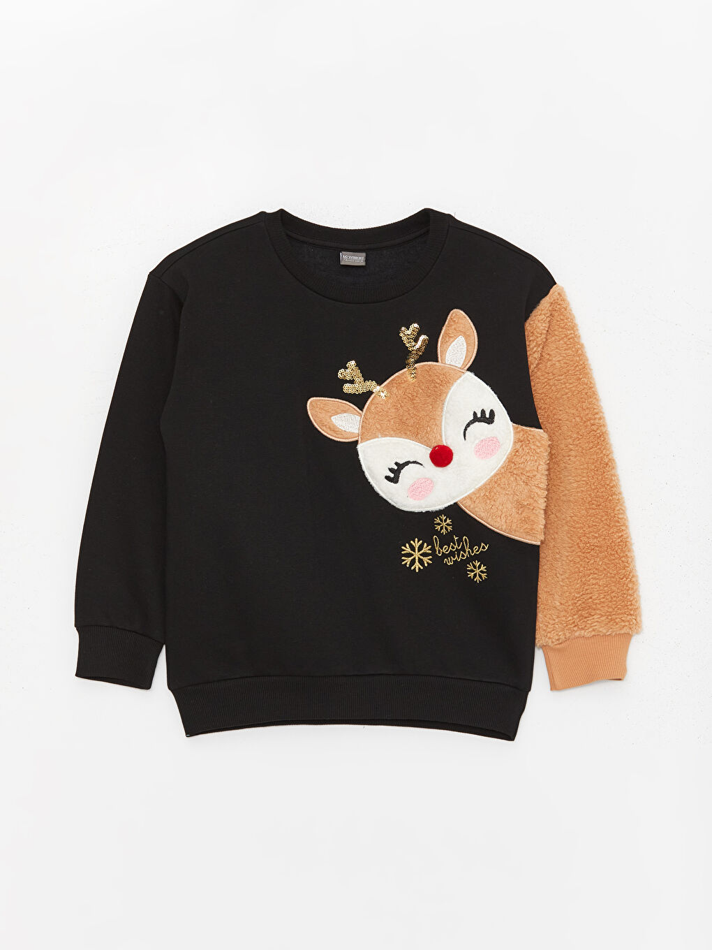 LCW Kids Crew Neck Embroidered Long Sleeve Girl's Sweatshirt -W3BI93Z4-CVL