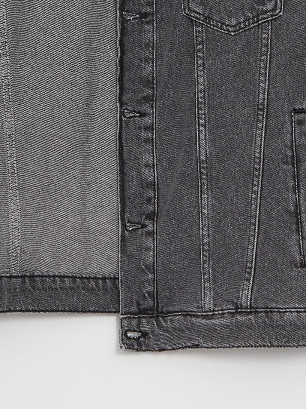 Gri Standart Kalıp Erkek Jean Ceket-7
