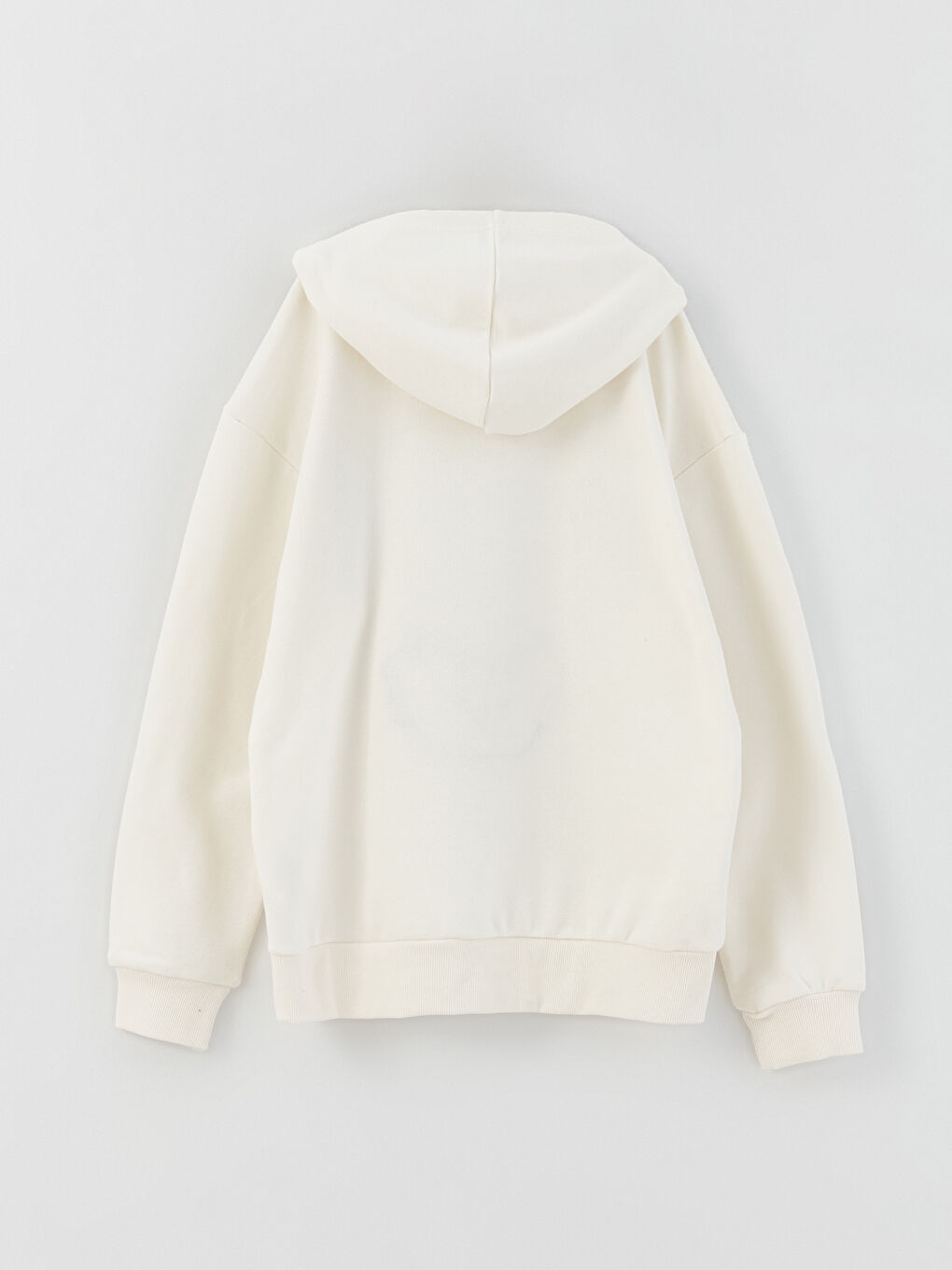 Ekru Baskılı Uzun Kollu Kız Çocuk Hoodie-3