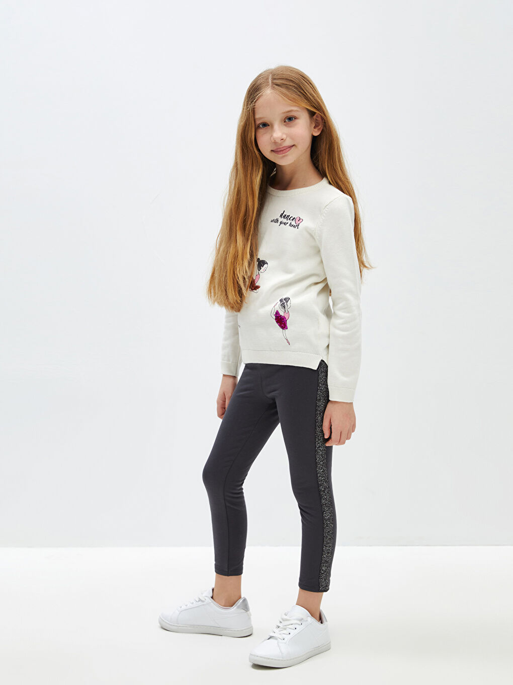 Gri Beli Lastikli Kız Çocuk Uzun Tayt