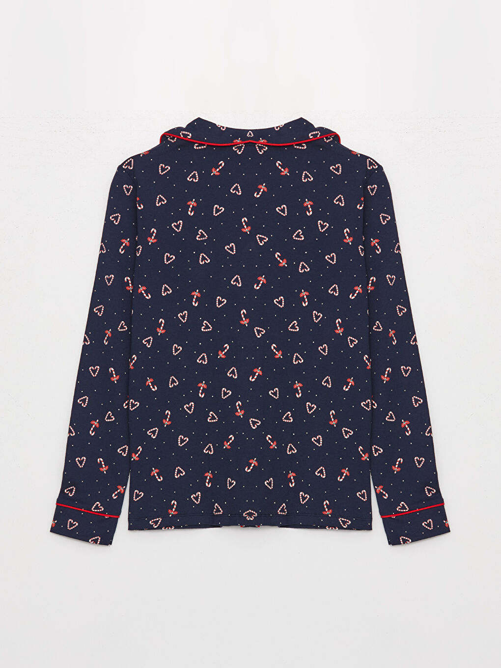 Shirt Neck New Year Themed Long Sleeve Women's Pajama Set-7