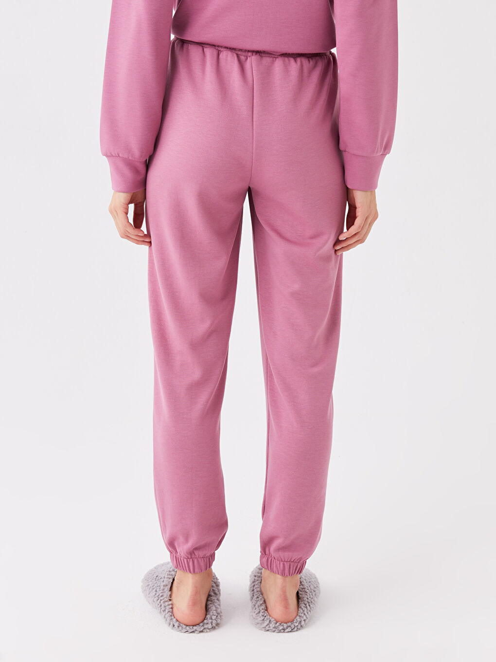 Women's Elasticated Waist Plain Jogger Pyjama Bottoms-3