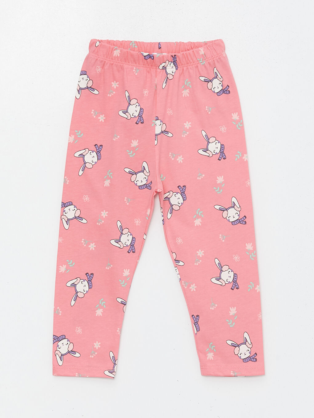 Pembe Gömlek Yaka Uzun Kollu Desenli Pamuklu Kız Bebek Pijama Takımı-4